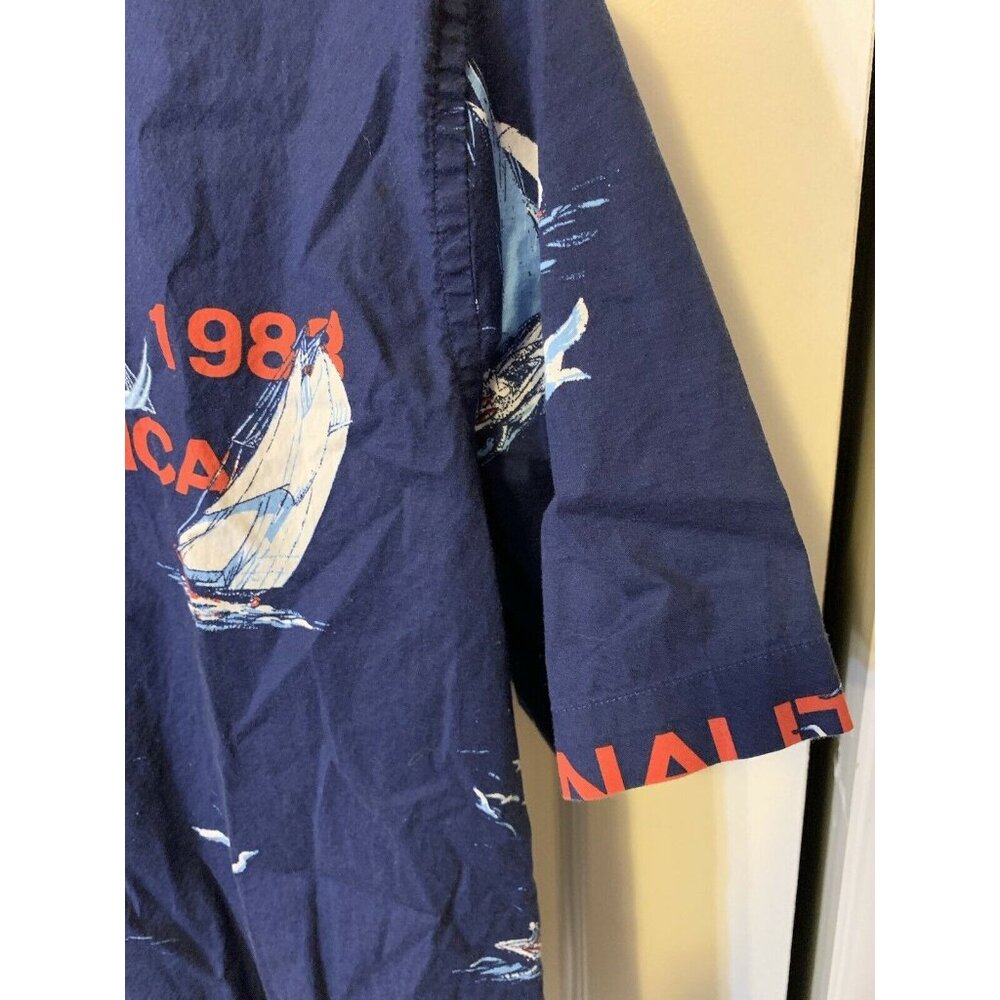 Vintage Nautica Blue Sail ALL OVER PRINT Sailing Shirt Men’s Sz‎ M - Picture 8 of 8